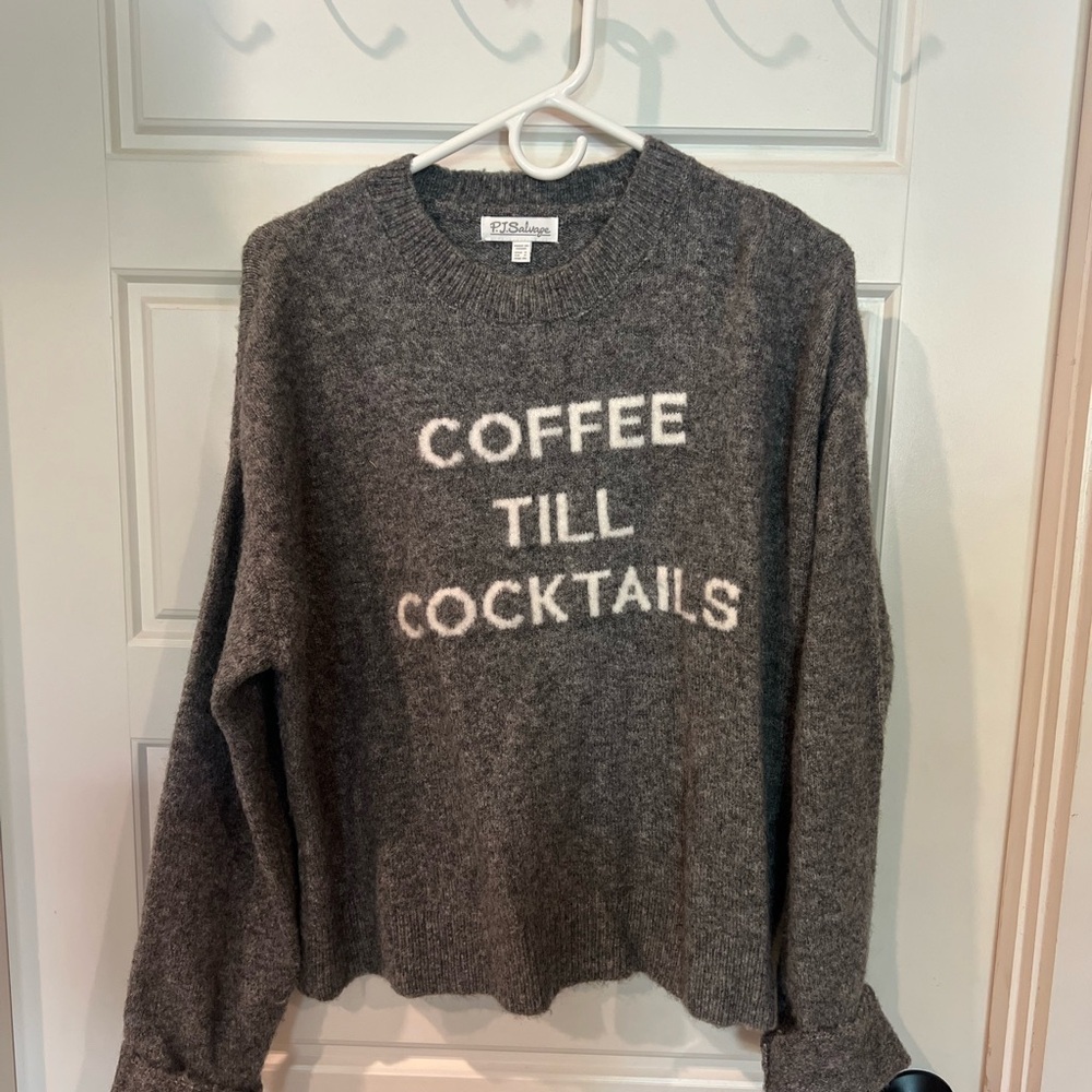 Boutique Gray Sweater - Coffee Till Cocktails